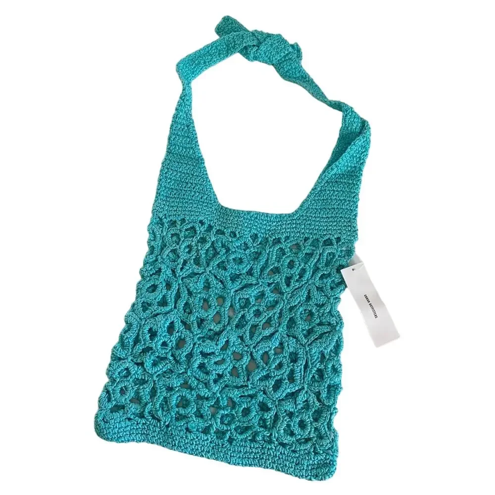 Urban Outfitters Monaco Blue Raffia Hobo Beach Vacation Bohemian Style Bag NWT